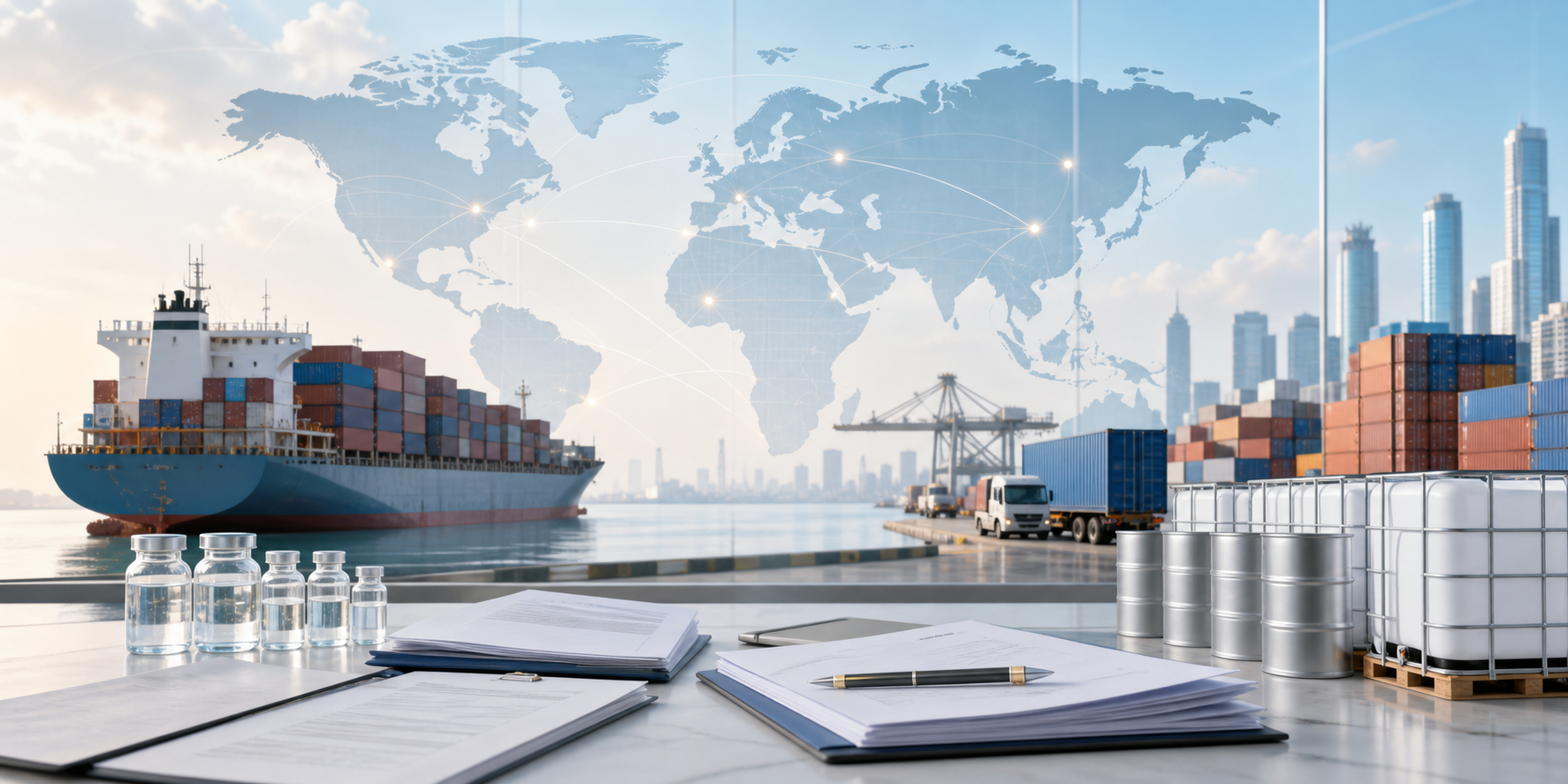 Port logistics, container coordination, and export documentation